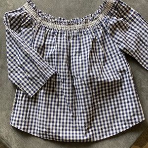 Madewell gingham off the shoulder top